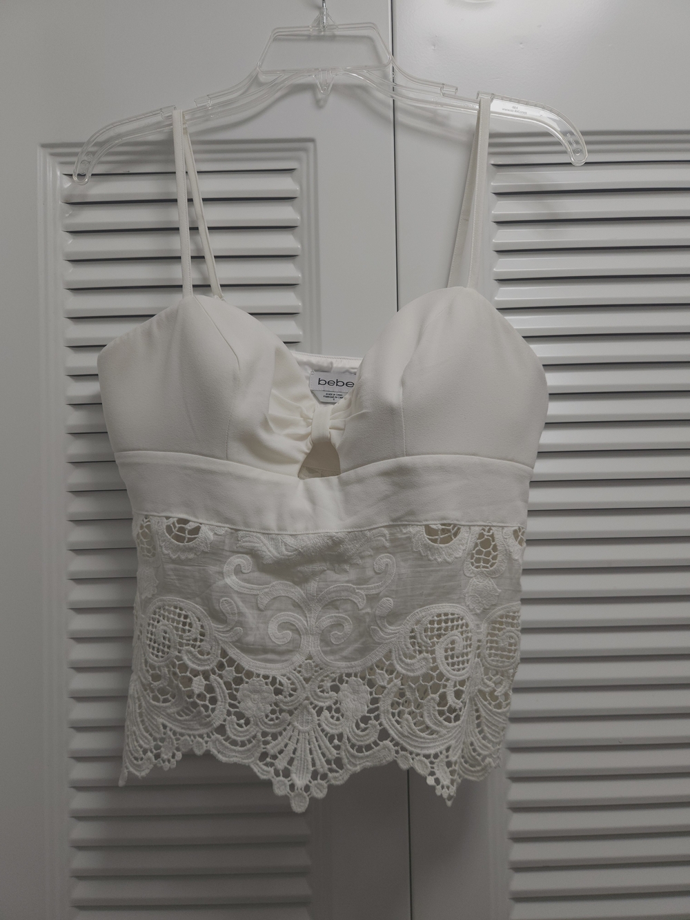 Bebe White Lace Cropped Bustier Cami Top Size 8 – Corset Style